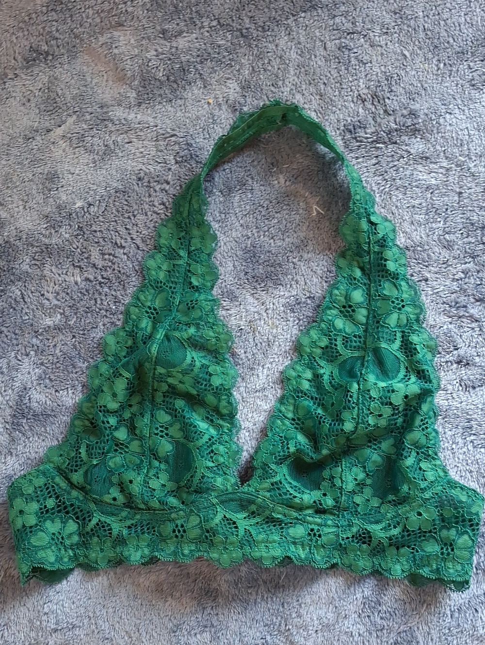 Free People Intimately Rich Emerald Rainforest Green Lace Halter Bralette